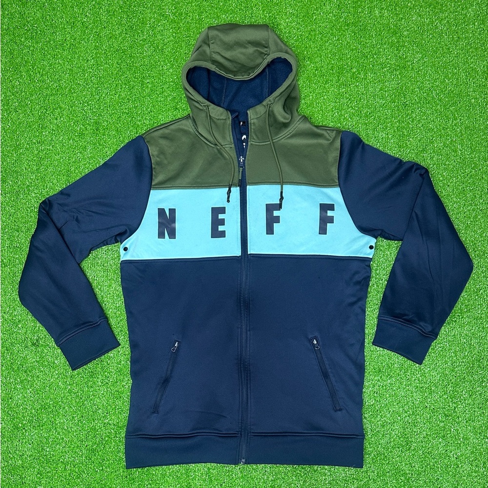 Neff Men's Flint Shredder Full Zip Hoodie Navy / Olive Size Large
